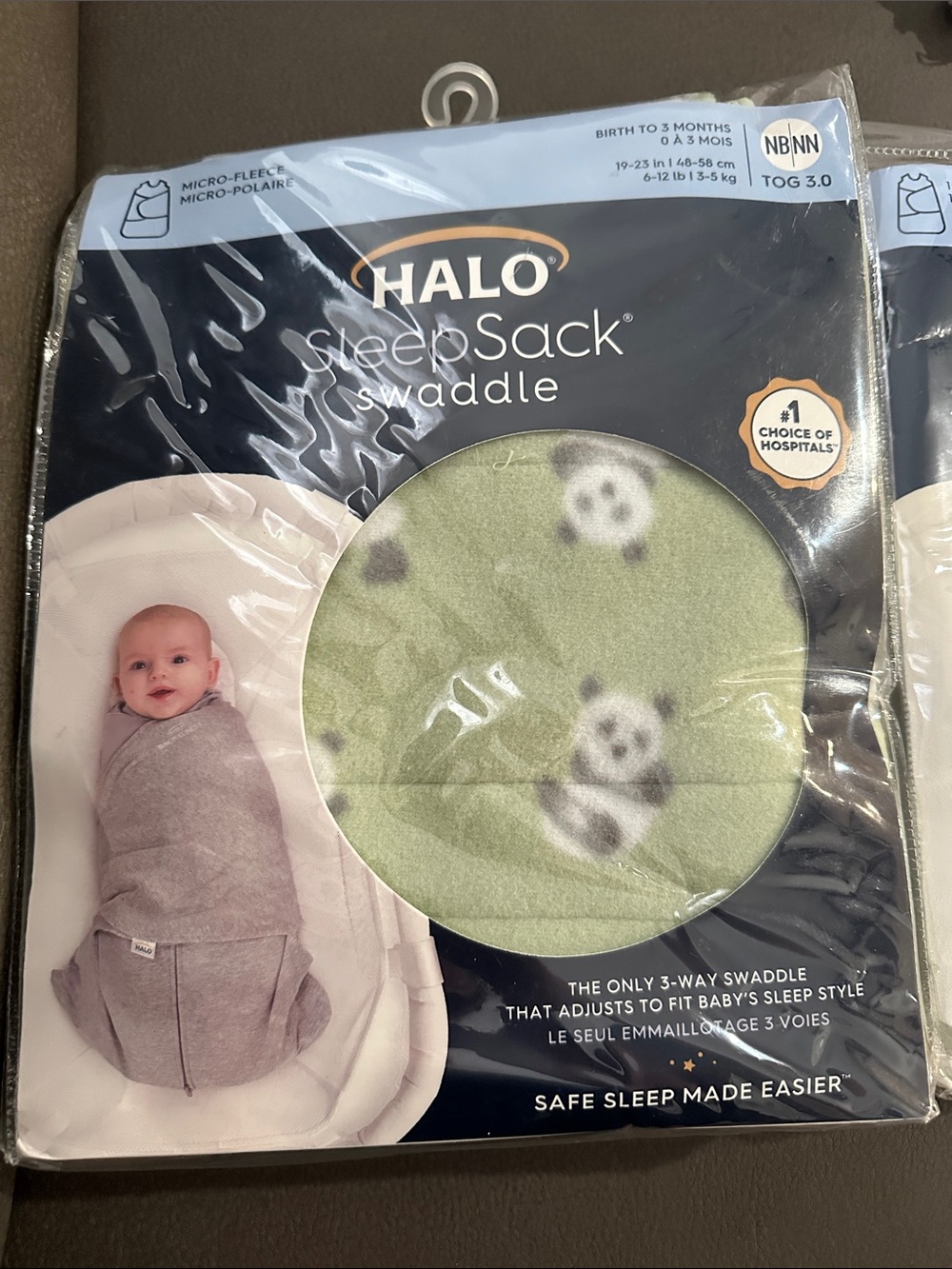 Halo Micro Fleece Sleepsack Swaddle Newborn Cozy Panda 3.0 TOG